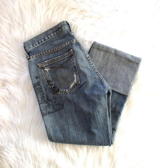 Gap Straight Boy Cut Distressed Jolly Roger Jeans - Picture 8 of 8